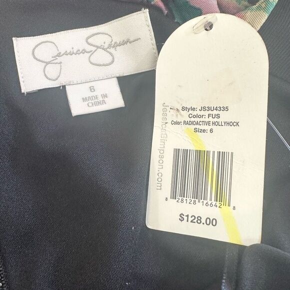 Jessica Simpson RADIOACTIVE HOLLYHOCK Bodycon One Should Tie Multicolor Dress Sz - Picture 5 of 7